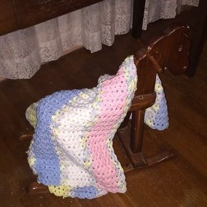 Pink White Sky Blue & Yellow Baby Blanket